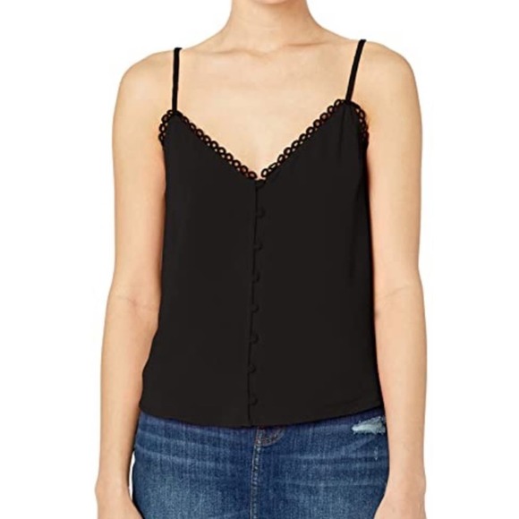 BB Dakota Women's Black One Hot Minute Button Front Bubble Crepe Cami Tank sz S - Picture 2 of 7